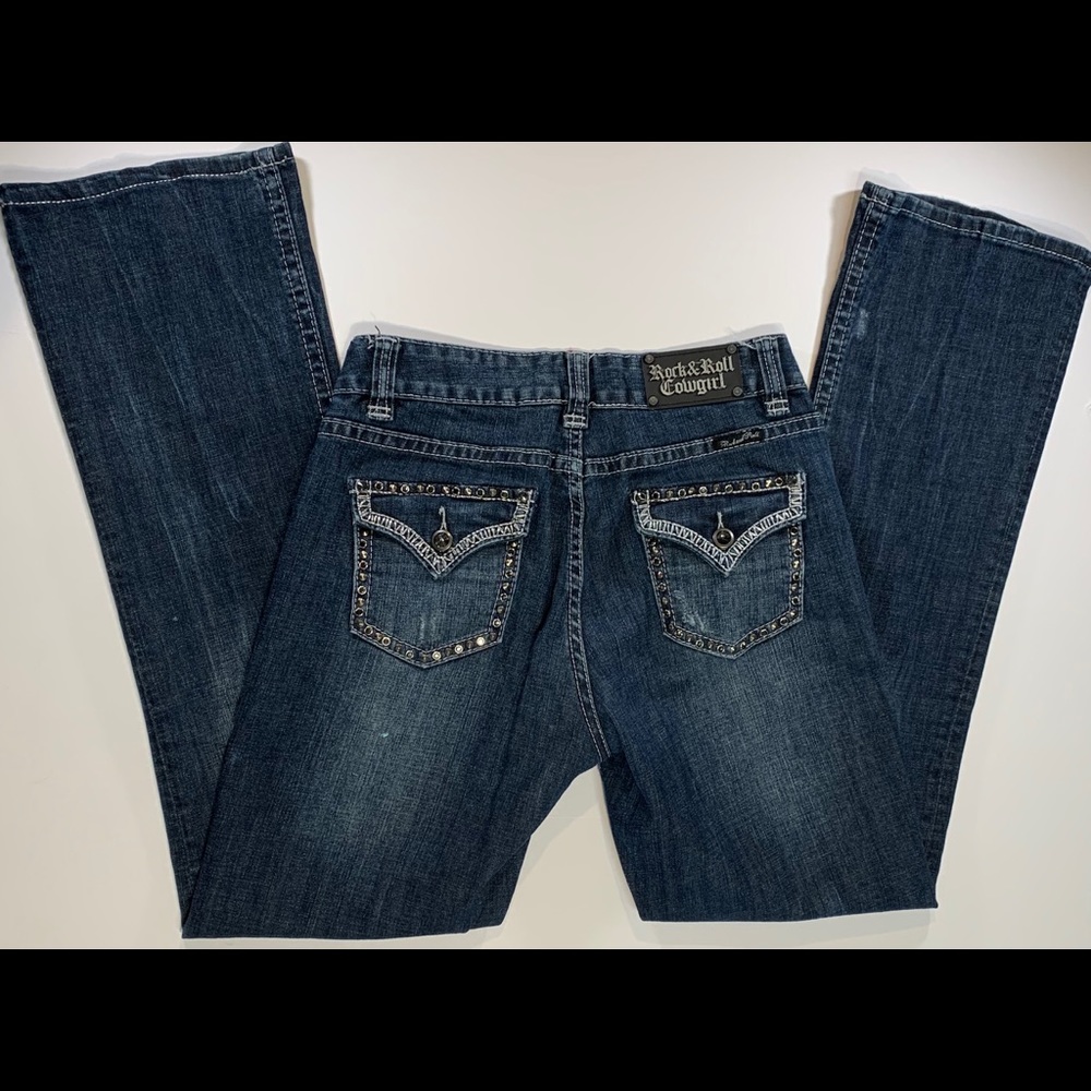 Rock&Roll Cowgirl Mid Rise Jeans 28x32 Embellished
